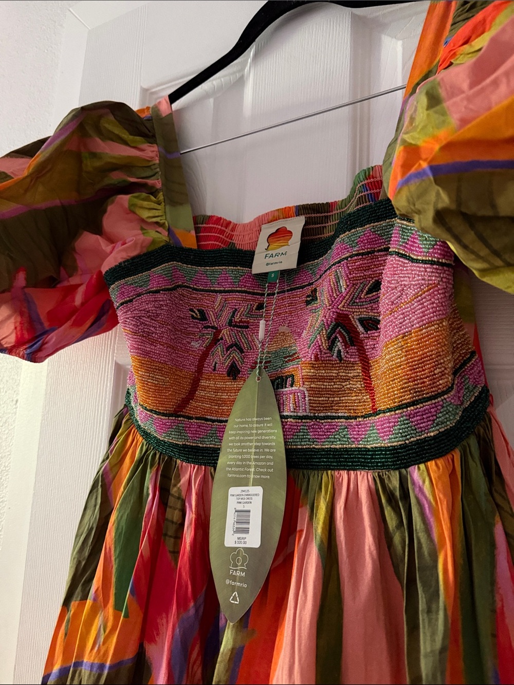 FARM Rio Multicolor Tropical-Leaf Tiered Midi Dress - Picture 6 of 8